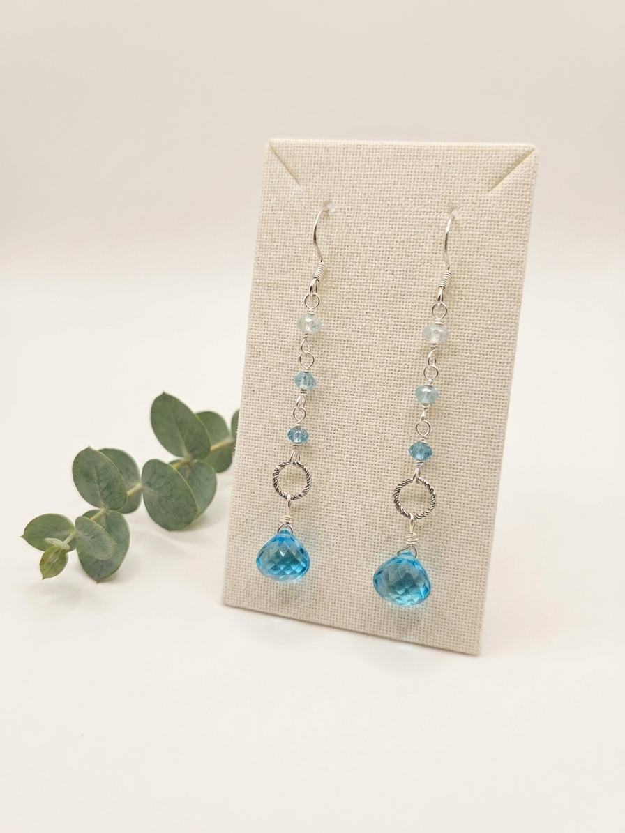 Do You Want To Build a Snowman? - featuring Aquamarine, Aqua Quartz, Teal Quartz, Sterling Silver, Silver Tone Copper Wire angle 3