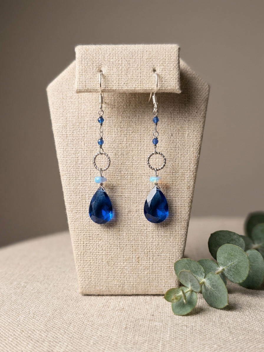 Lady Lihua - featuring Cobalt Quartzite, Ethiopian Opals, Sodalite, Silver Tone Copper Wire, Sterling Silver findings