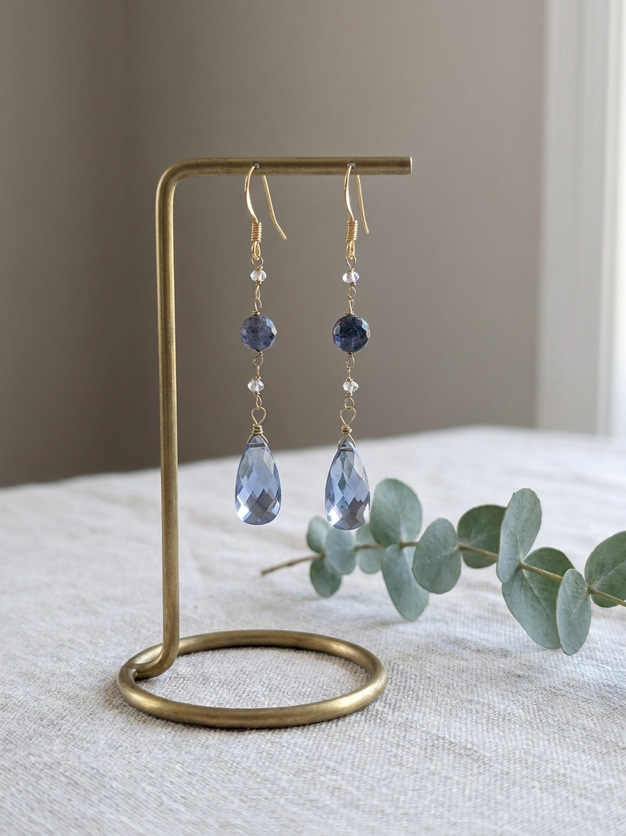 Master Jinshi - featuring Pink Amethyst, Iolite, Cornflower Blue Quartzite, Silver Tone Copper Wire, Sterling Silver