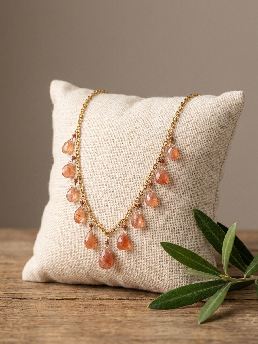 Oregon Trail - featuring Oregon Sunstone, Hessonite Garnet, Gold Plated Brass