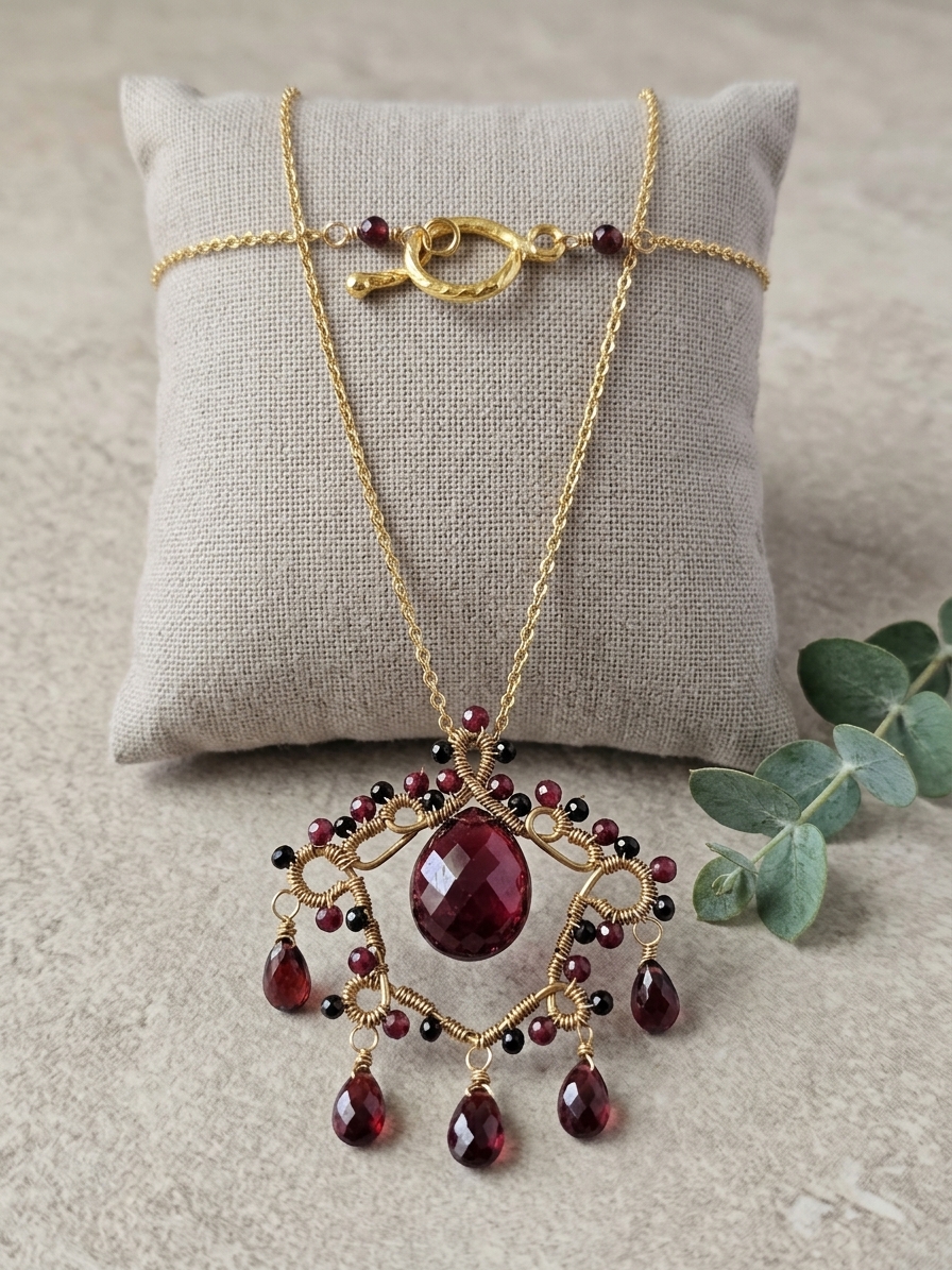 Seduca - featuring Ruby, Black Spinel, Garnet, Gold Tone Copper Wire, Gold Plated Brass, Gold Plated Stainless Steel angle 3