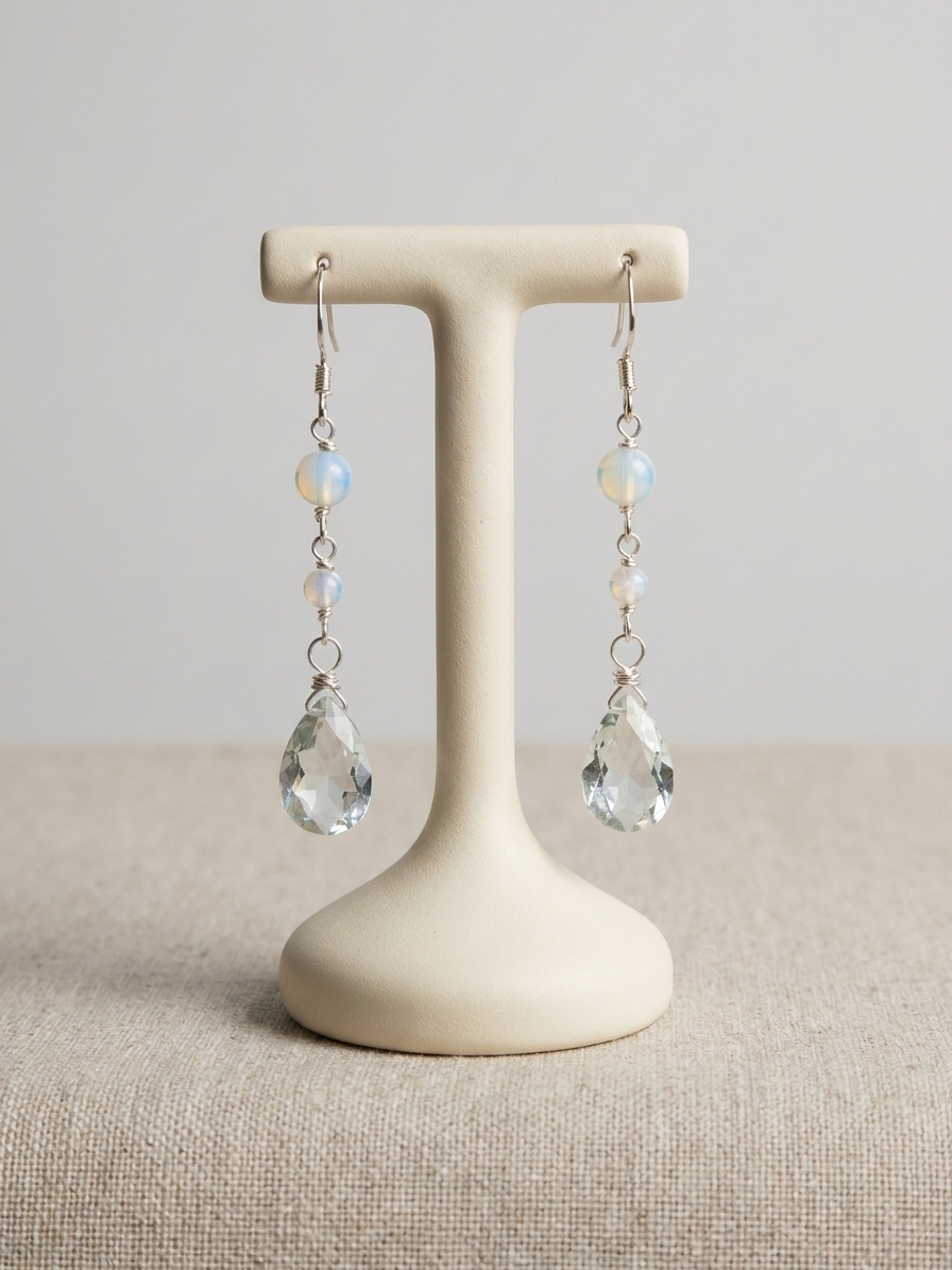 The Diamond of the Season - featuring Green Amethyst, Aurora Coated Jade, Silver Tone Copper Wire, Sterling Silver