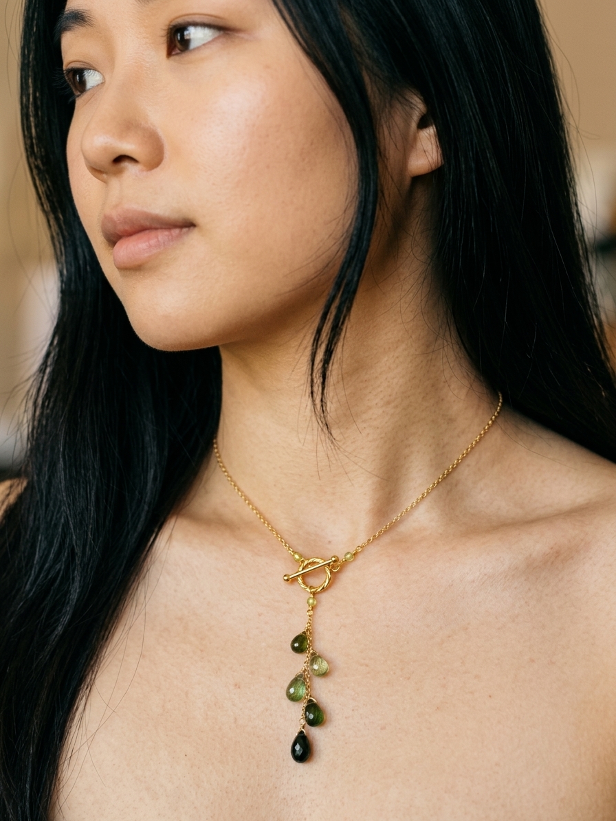 What A Sap - featuring Green Tourmaline, Peridot, Gold Tone Copper Wire, Gold Tone Brass, Gold Plated Sterling Silver angle 2
