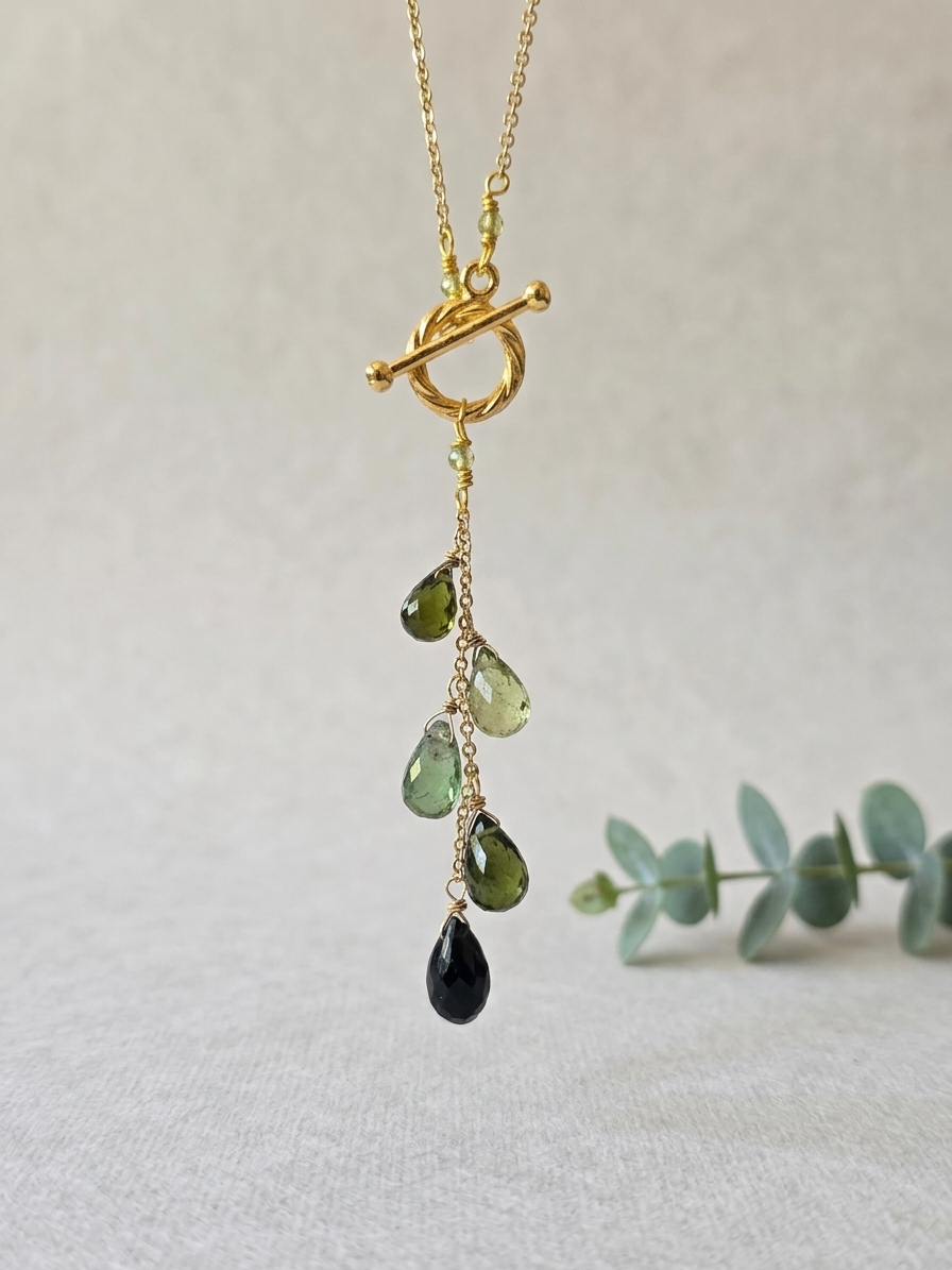 What A Sap - featuring Green Tourmaline, Peridot, Gold Tone Copper Wire, Gold Tone Brass, Gold Plated Sterling Silver